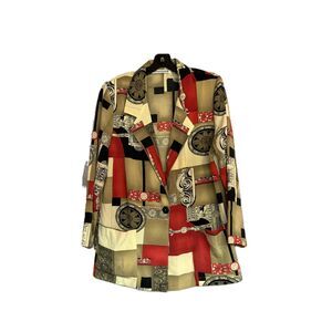 Richard Kristall Womens Color Block Abstract Patterned Blazer Jacket Size L